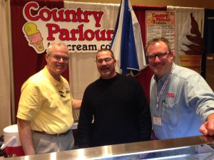 My good friend Dwyne Cornell w/Cornell's Milk & Honey, Canton, OH. At David Hovanec's Country Parlour Ice Cream Co. booth. ..and that's me in the yellow polo.